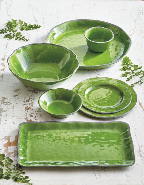 Tag Veranda Green Melamine Rectangular Serving Platter Dishwasher Safe In Green