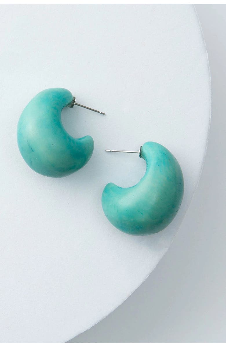 Noonday Cielo Chunky Hoops, Main, color, Teal