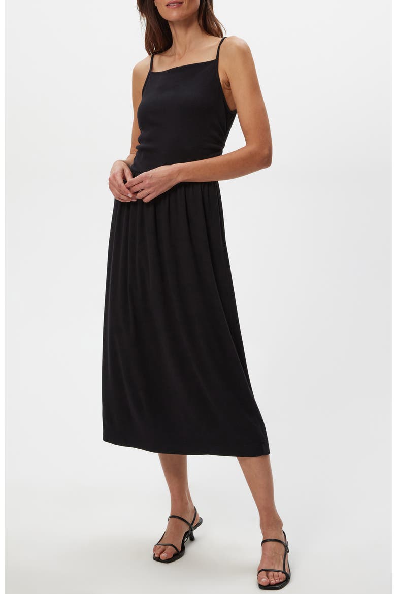 Matilda A-Line Midi Dress, Alternate, color, BLACK