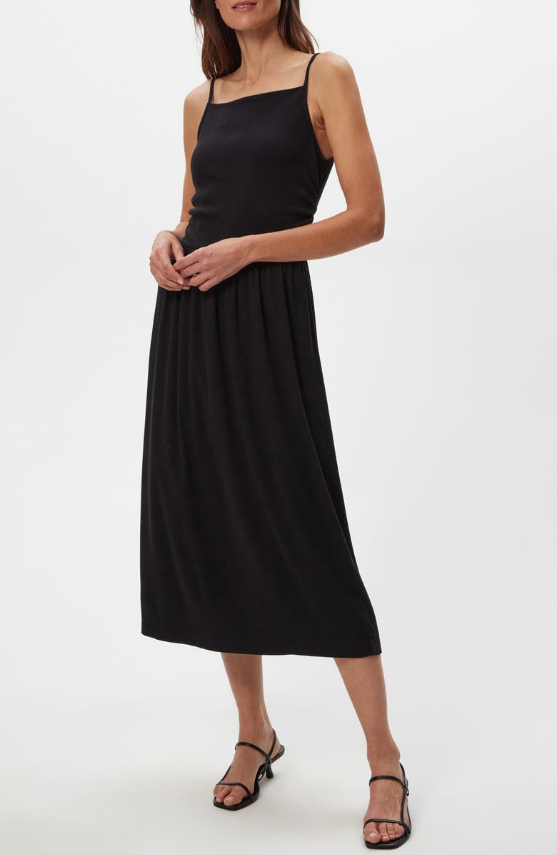 Michael Stars Matilda A-Line Midi Dress, Alternate, color, Black