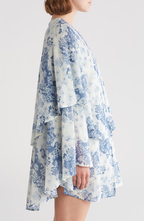Shop Desmond & Dempsey Floataway Floral Oversize Cotton Nightgown In Flowers Of Time 50s Blue