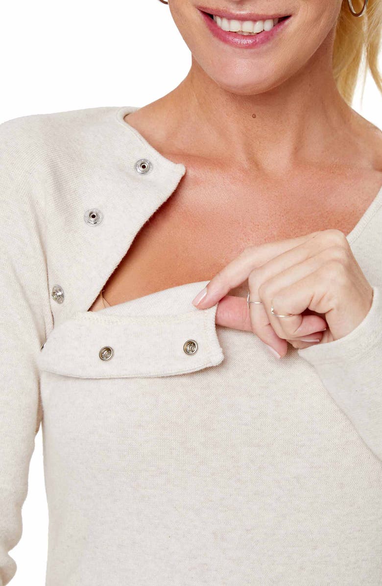 Stowaway Collection Maternity/Nursing Sweater, Alternate, color, Oatmeal
