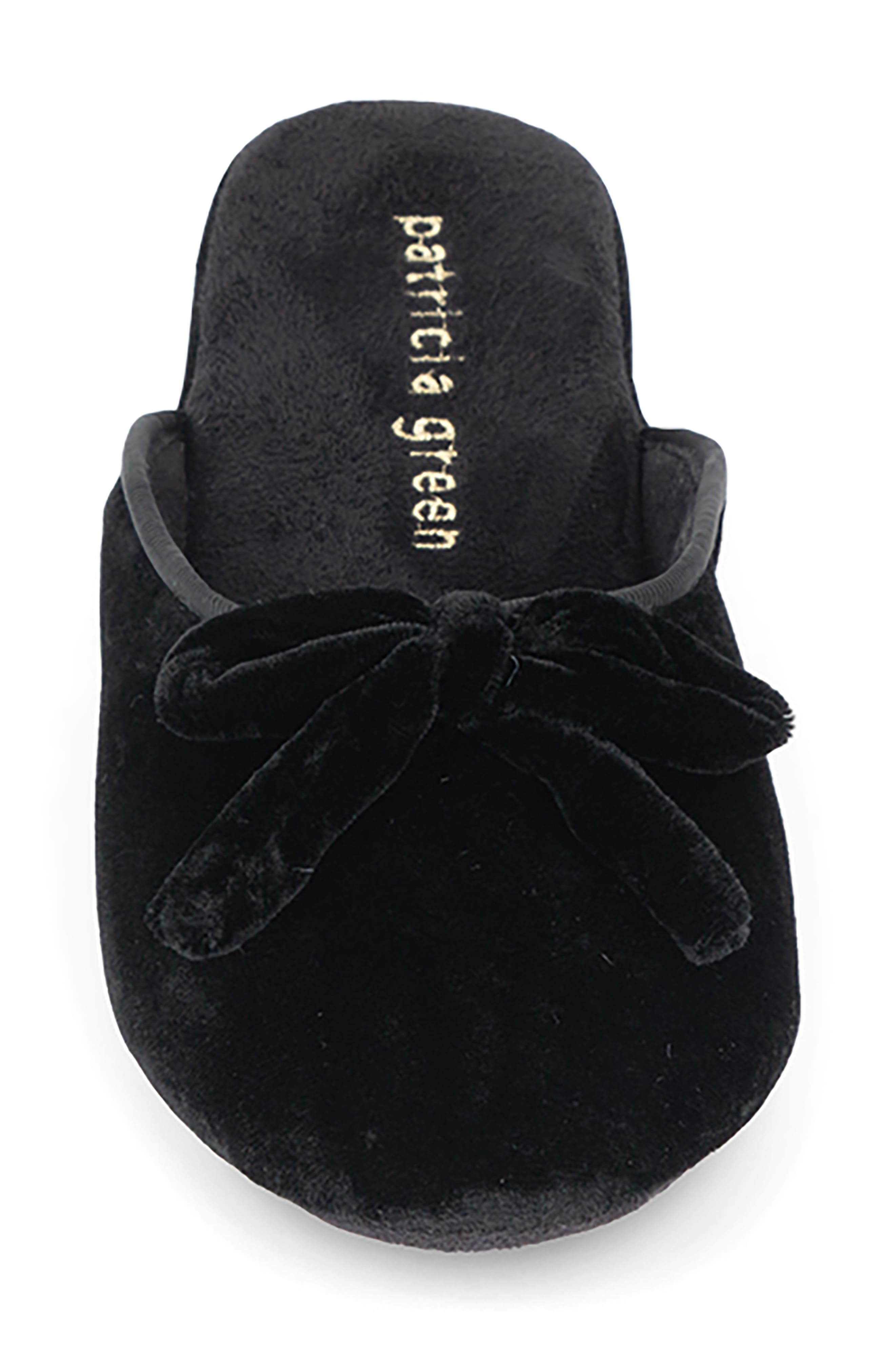 patricia green Velvet Bow Wedge Slipper, Alternate, color, Black
