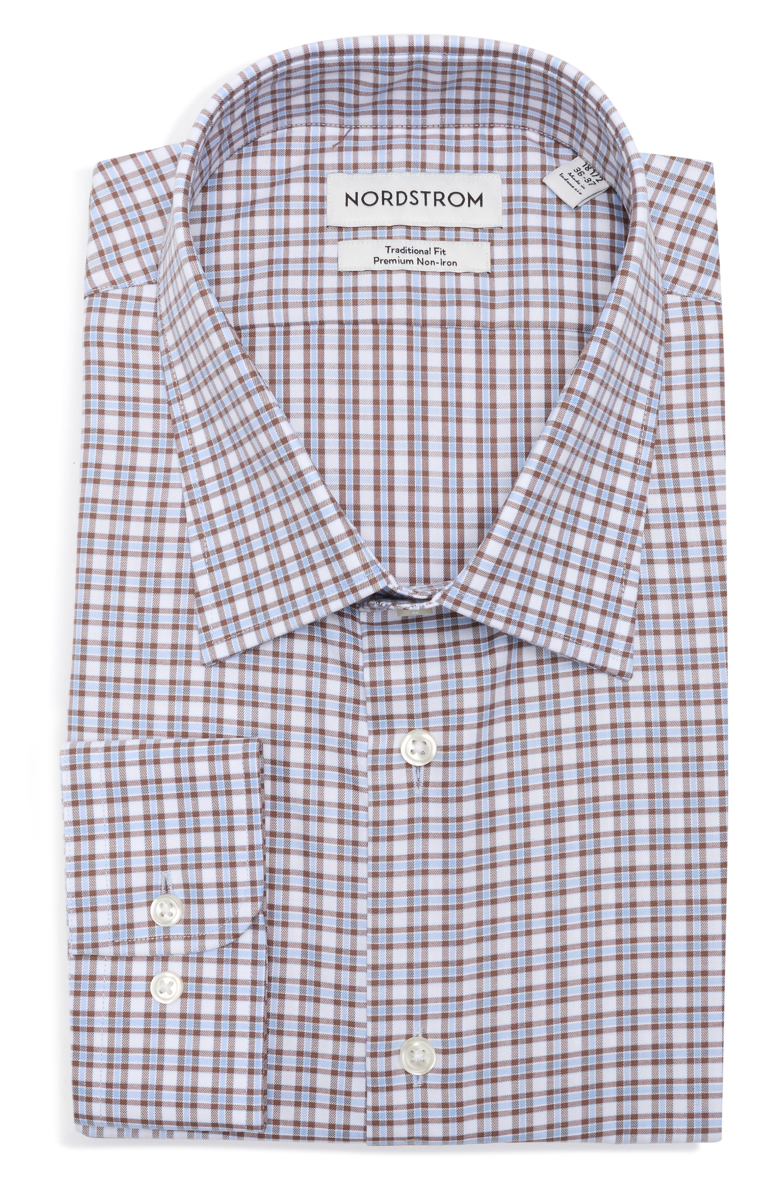 Nordstrom Traditional Fit Vega Plaid Premium Non Iron Cotton Dress Shirt
