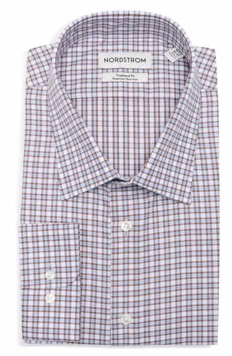 Nordstrom Traditional Fit Vega Plaid Premium Non Iron Cotton Dress Shirt