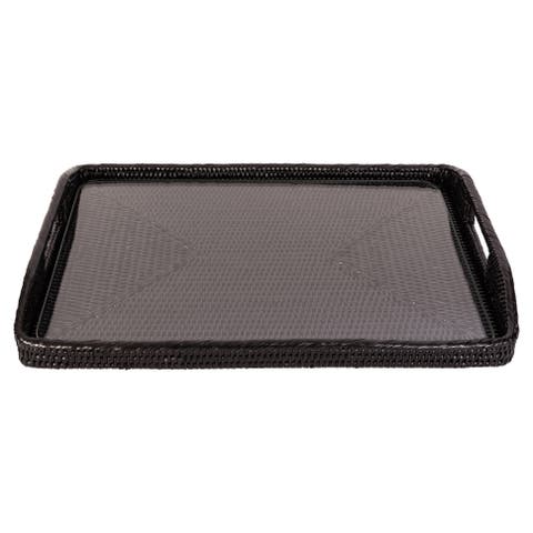 Artifacts Rattan Rectangular Tray with Glass Insert