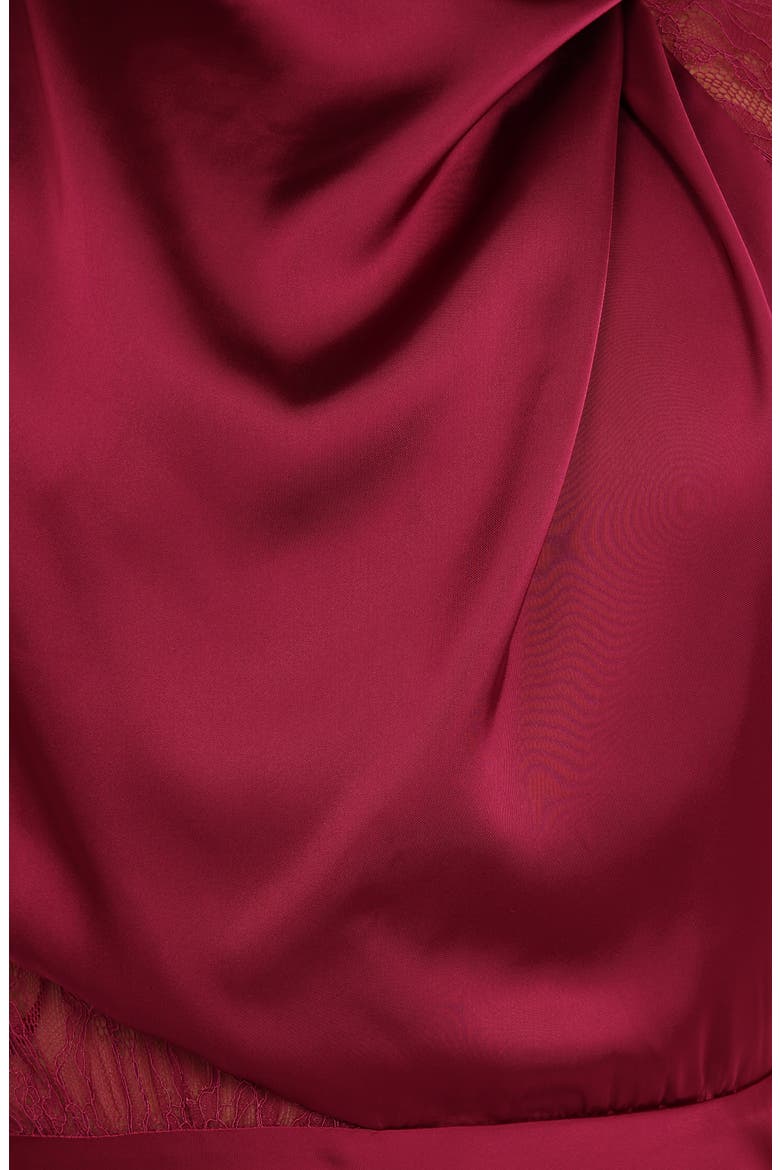 Anabelle Mock Neck Satin Maxi Dress, Alternate, color, BERRY