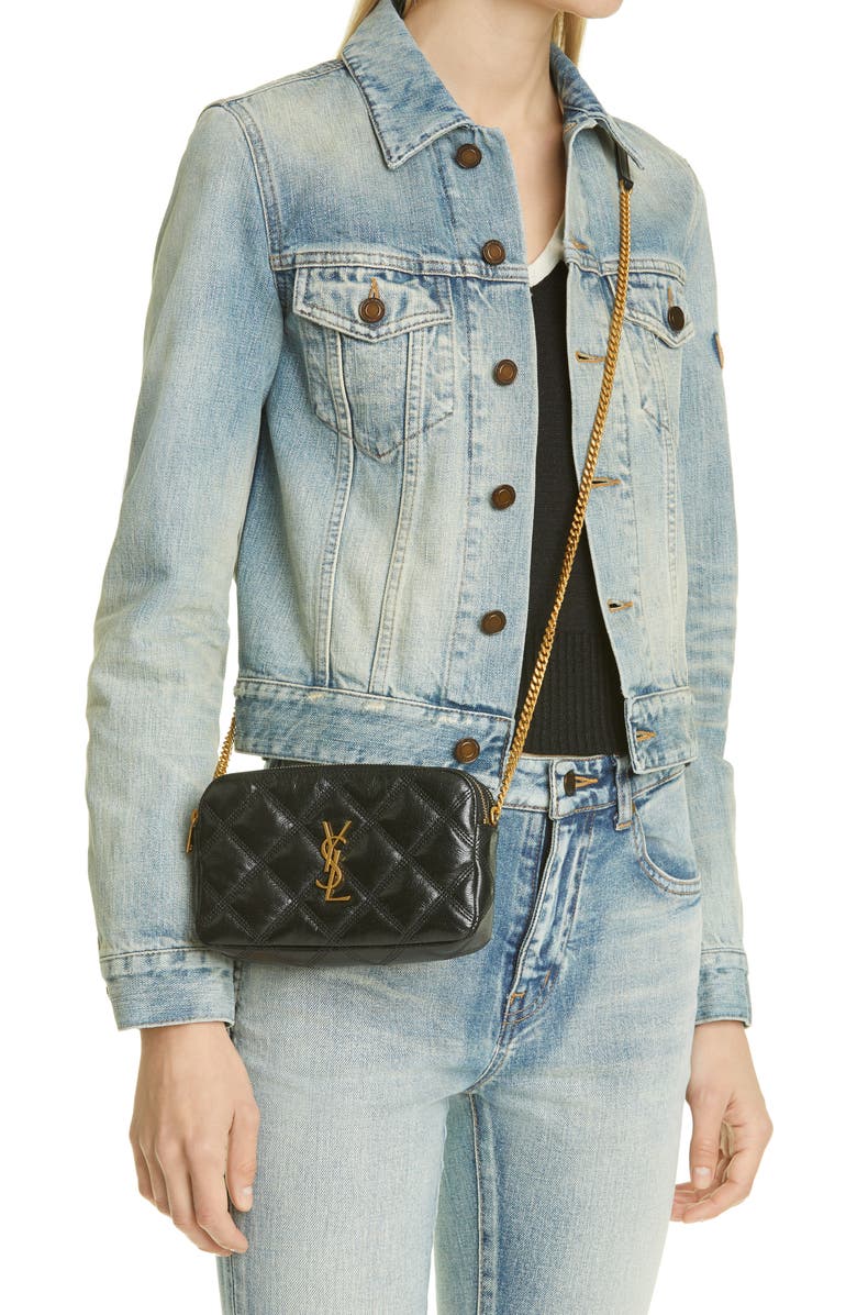 Saint Laurent Becky Diamond Quilted Leather Camera Bag, Alternate, color,