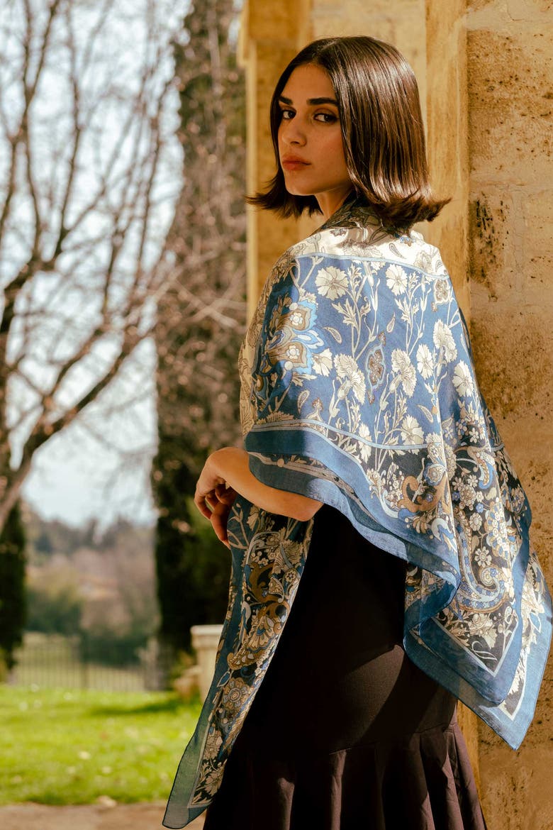 Stella - Modal Cashmere Scarf Shawl for Women, Alternate, color, Blue Marine