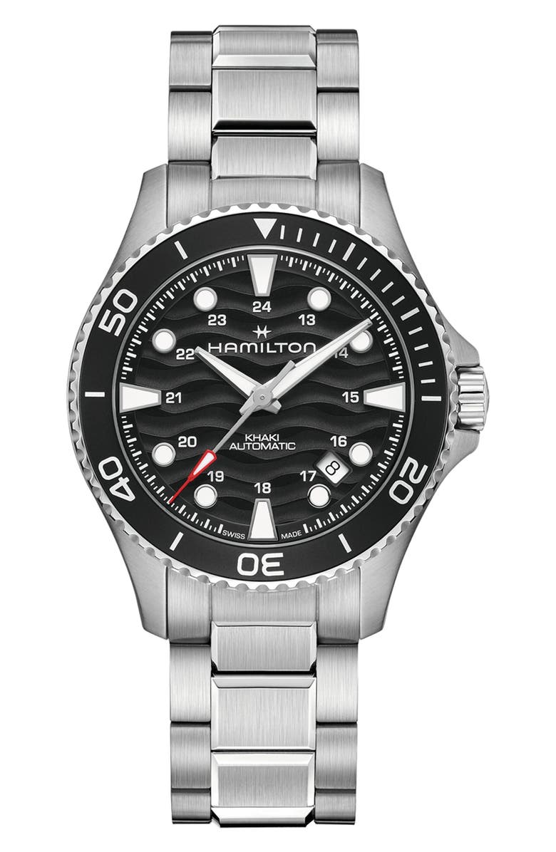 Hamilton Khaki Navy Scuba Black Automatic Bracelet Watch, 40mm, Main, color, Black