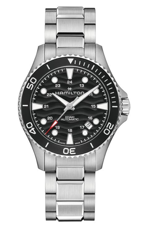 Khaki Navy Scuba Black Automatic Bracelet Watch, 40mm
