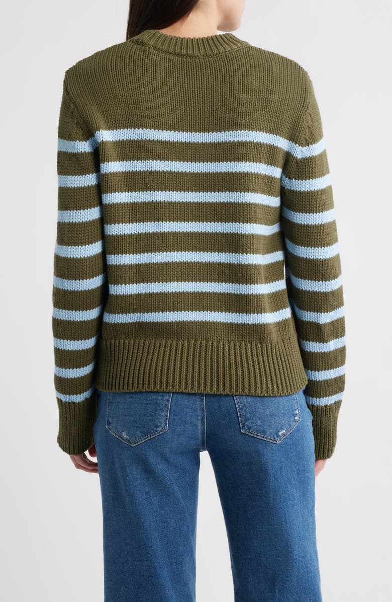 Rails Alise Stripe Cotton Crewneck Sweater, Alternate, color, Olive Sky Stripe