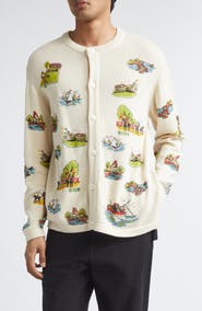 Bode Beaded Merino Wool & Cotton Cardigan