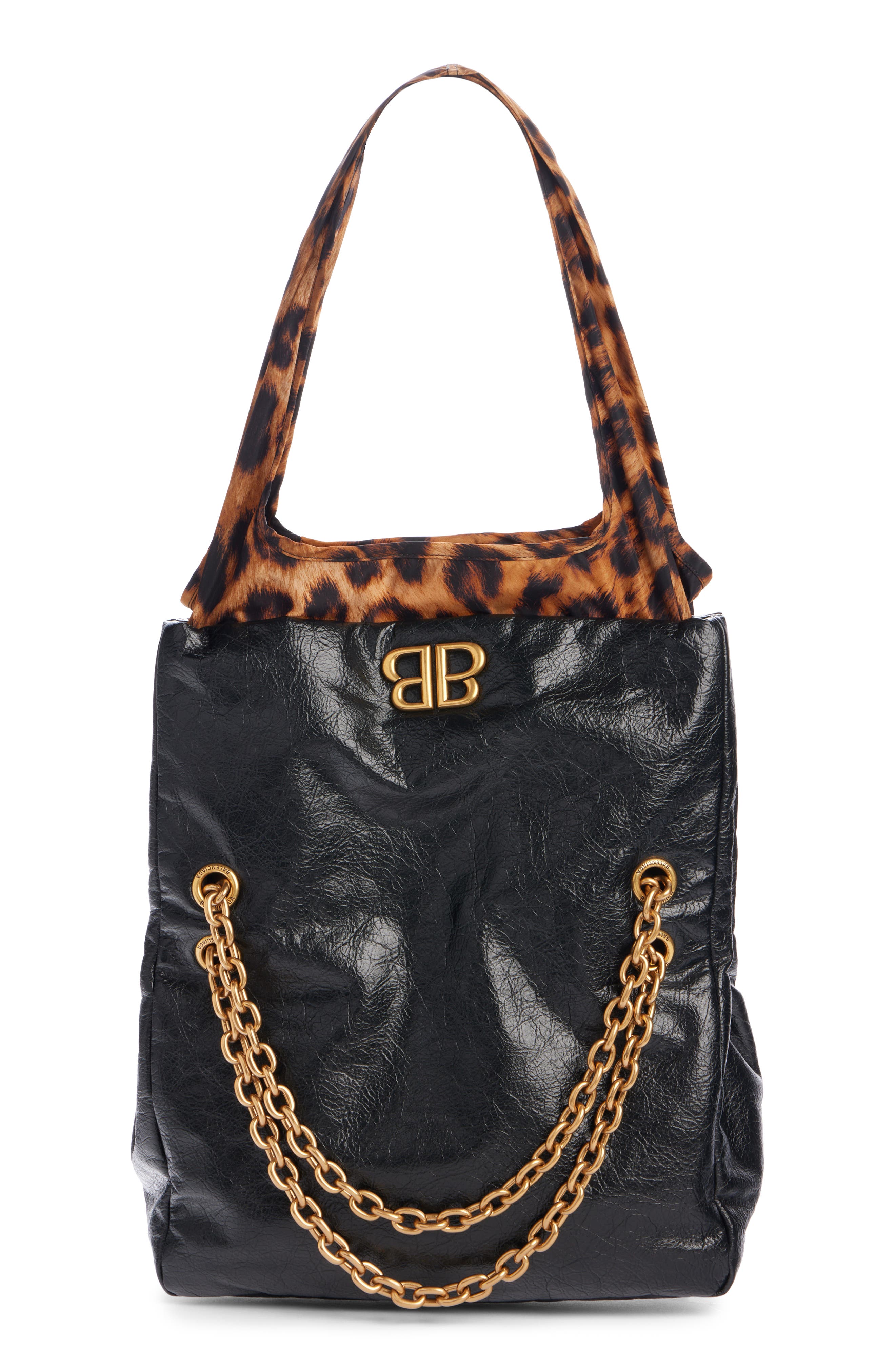 Balenciaga Small Monaco Chain Leather Shoulder Bag, Alternate, color, 