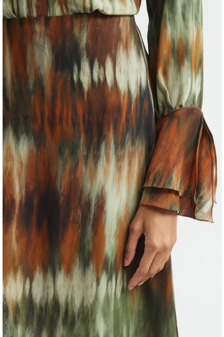 New Intermingled Ideas Silk Georgette Maxi Skirt, Alternate, color, PINE GREEN / CHOCOLATE