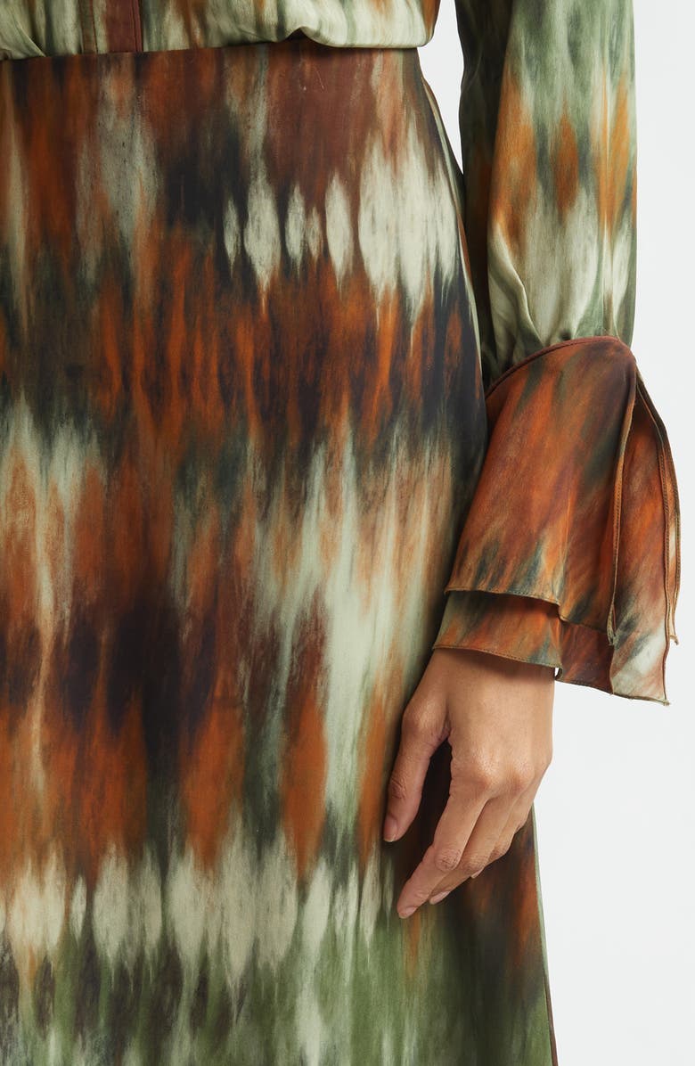 Johanna Ortiz New Intermingled Ideas Silk Georgette Maxi Skirt, Alternate, color, Pine Green / Chocolate