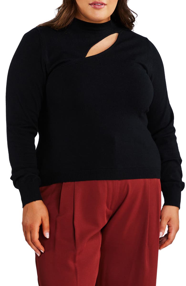Estelle Asymmetric Cutout Sweater, Main, color, Black