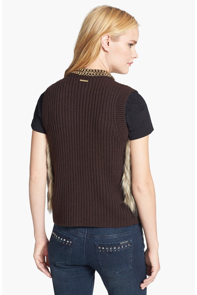 Faux Fur Front Vest, Alternate, color, CHOCOLATE