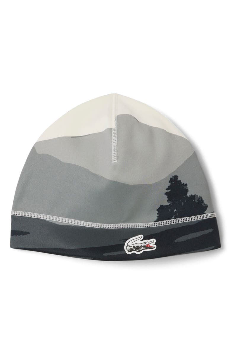Lacoste Landscape Print Polar Fleece Beanie, Main, color, Lapland/ Black