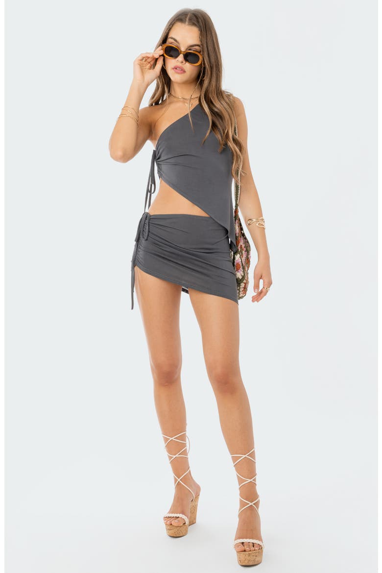 Frankie One-Shoulder Drawstring Top, Alternate, color, GRAY