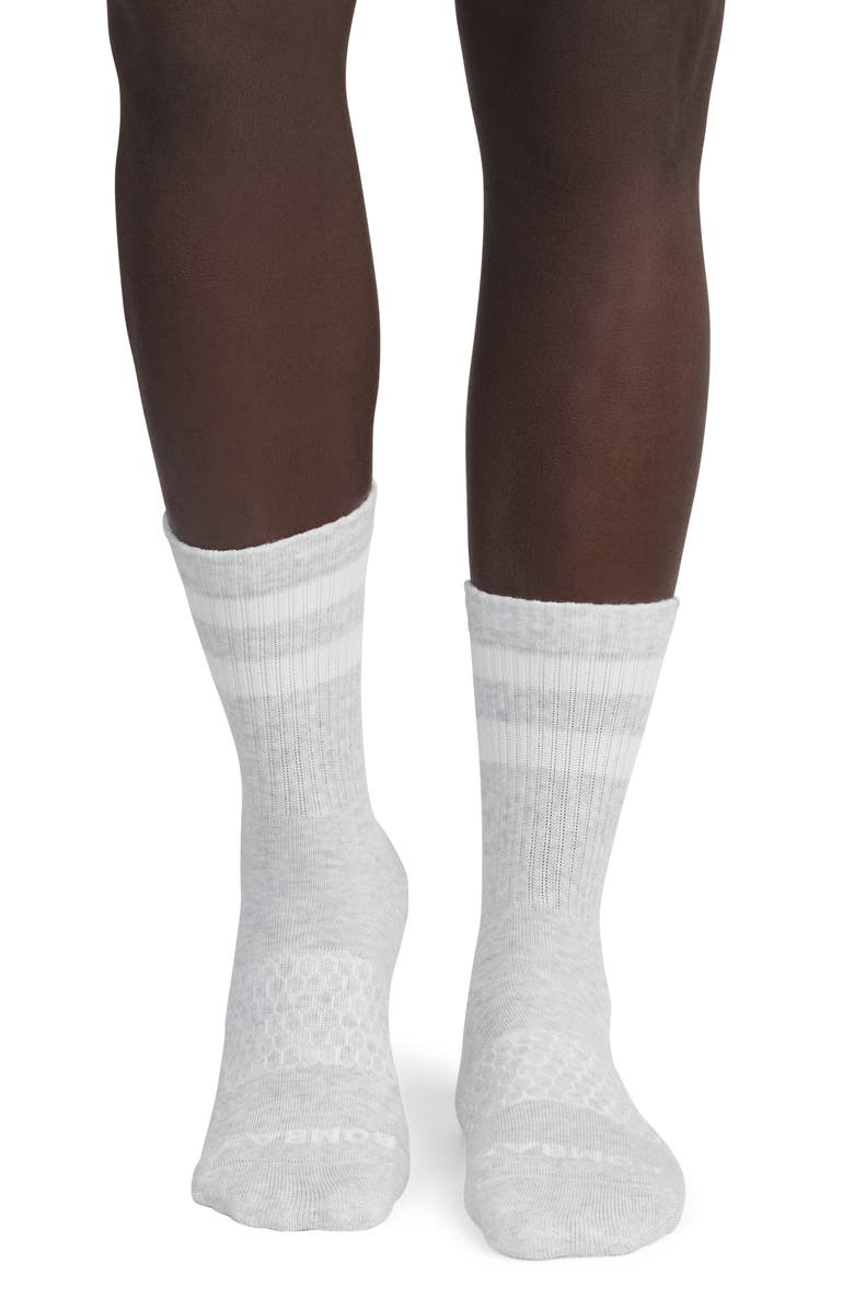 Bombas Vintage Stripes Half Calf Crew Socks, Alternate, color, Varsity Grey Heather