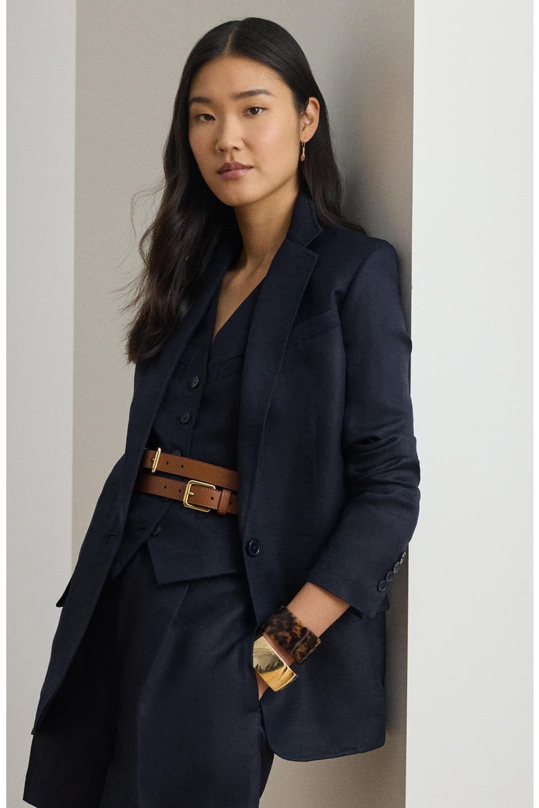 Linen Blend Blazer, Alternate, color, LAUREN NAVY BLUE