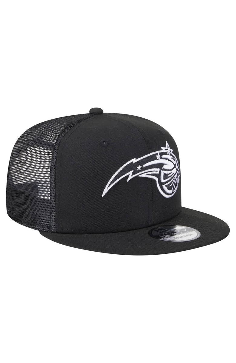 New Era Men's New Era Black Orlando Magic 9FIFTY Snapback Trucker Hat, Alternate, color,