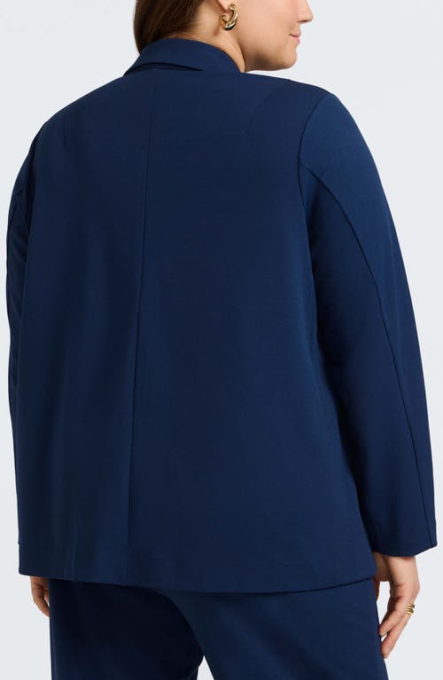 Foxcroft Morgan Crepe Knit Blazer In Navy