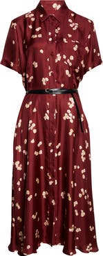 Altuzarra Kiera Petal Print Belted Silk Shirtdress