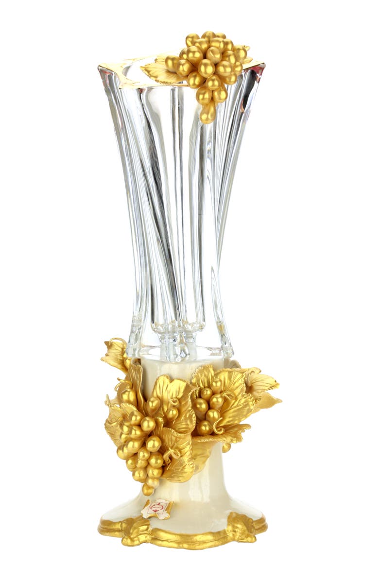 Mark Roberts Gilded Stately Vase, Main, color, White