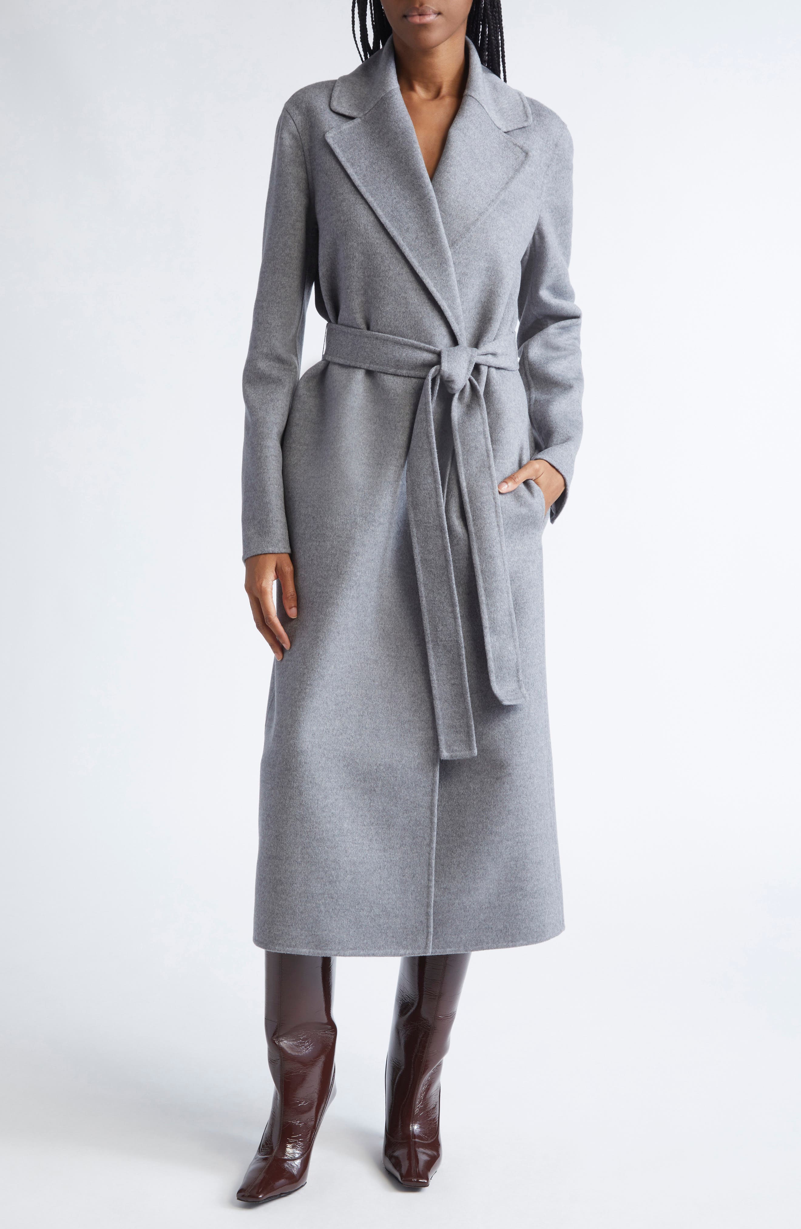 Belted Double Face Wool Wrap Coat