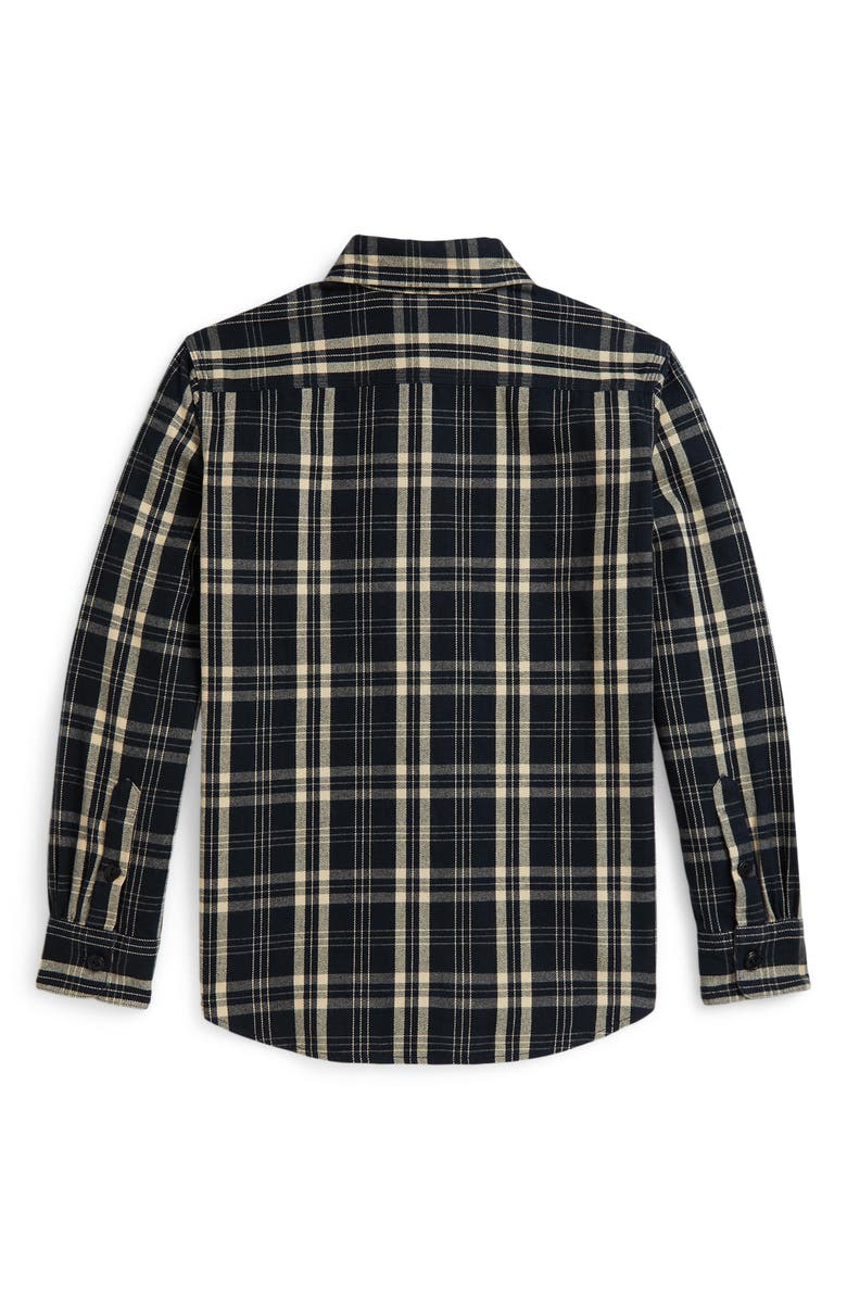 Polo Ralph Lauren Kids' Plaid Cotton Flannel Button-Down Shirt, Alternate, color, Black Plaid