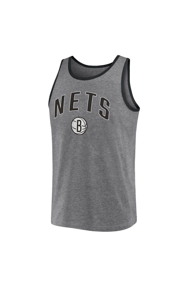 FANATICS Men's Fanatics Branded Heather Gray Brooklyn Nets Primary Logo Tank Top, Alternate, color, 