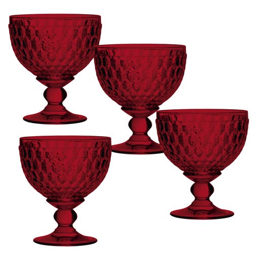Villeroy & Boch Boston Red Crystal Dessert Bowl/ Champagne Glass, Set Of 4 In Red