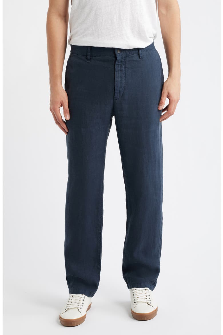 Evan Back Elastic Waist Linen Dress Pants, Main, color, SAIL