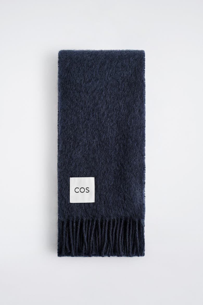 Fringed Mohair Scarf, Alternate, color, NAVY