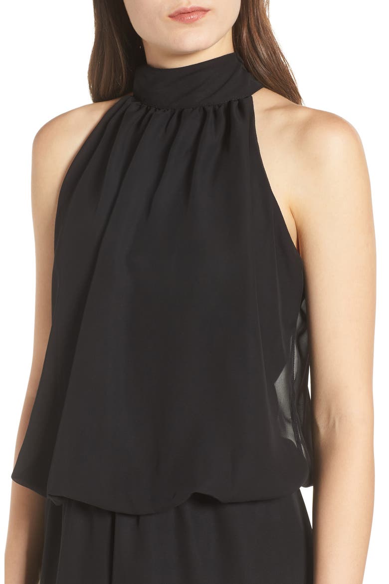 Bow Back Blouson Romper, Alternate, color, BLACK
