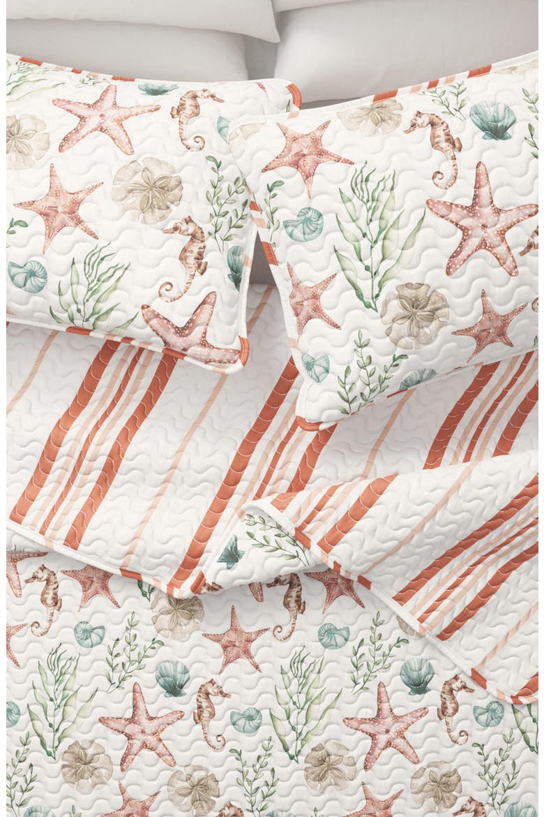 Starfish & Seahorse Quilt Set, Alternate, color, SEAHORSE SHELLS