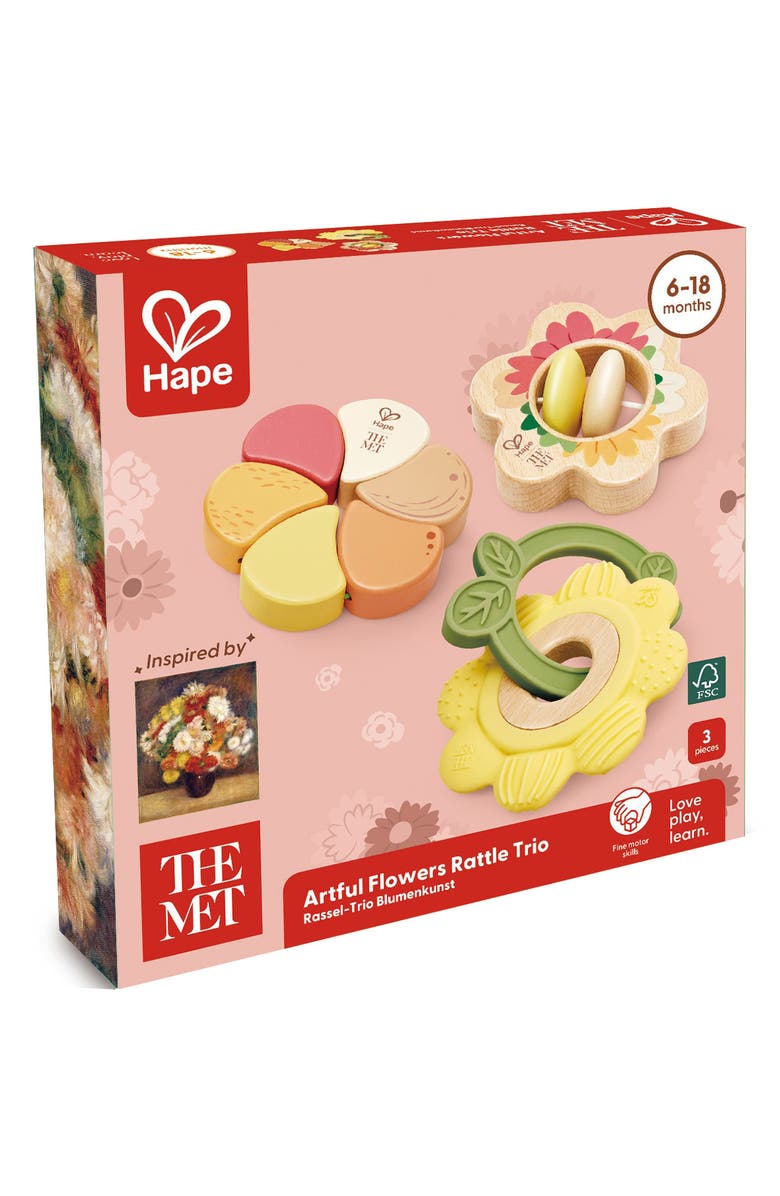 Hape Artful Flowers Rattle Trio, Alternate, color, 