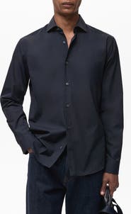 MANGO Regular Fit Solid Cotton Button-Up Shirt