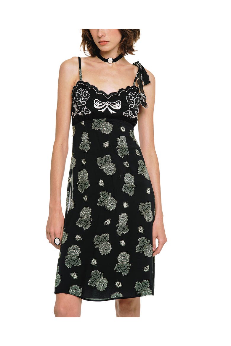 Sketch Roses Chiffon Embroidery Slip Dress, Main, color, Black