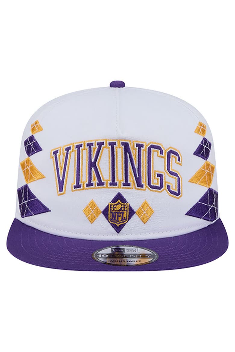 Men's New Era  White Minnesota Vikings Argyle 19TWENTY Adjustable Hat, Alternate, color, White