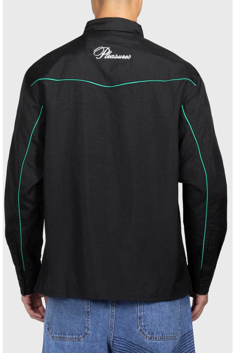 Nylon Wester Snap-Up Shirt, Alternate, color, BLACK