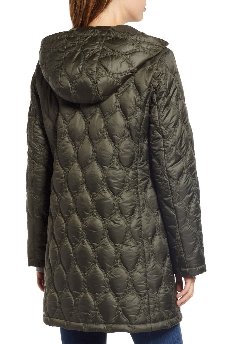 Quilted Water Resistant Coat, Alternate, color, DEEP OLIVE
