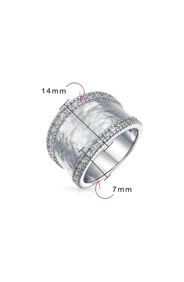 BLING JEWELRY Pave CZ Hammered Wide Band Ring, Alternate, color, 