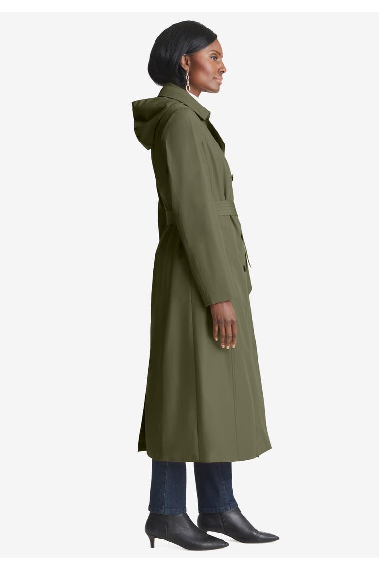Double Breasted Long Trench Raincoat, Alternate, color, NAVY