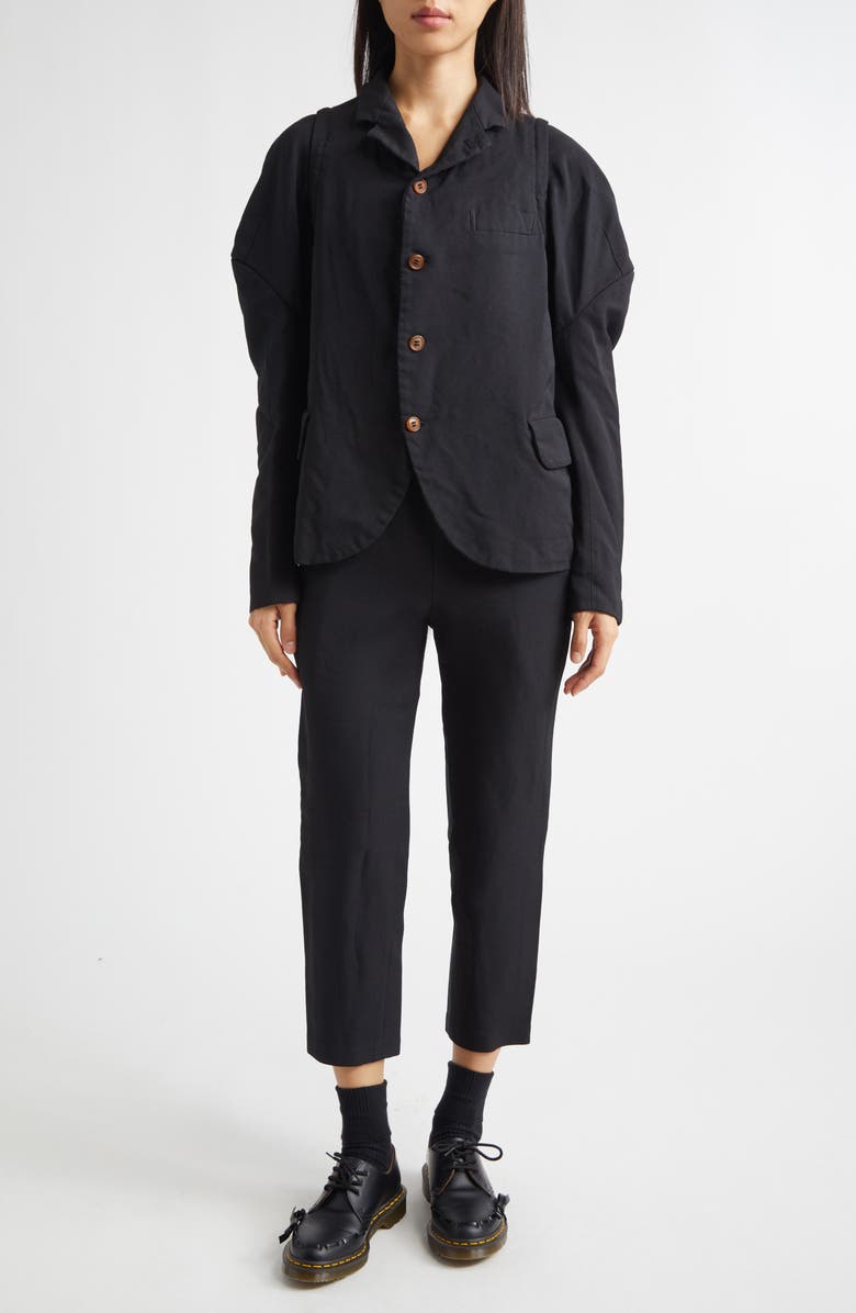Comme des Garçons Comme des Garçons Juliet Sleeve Gabardine Blazer, Alternate, color, Black