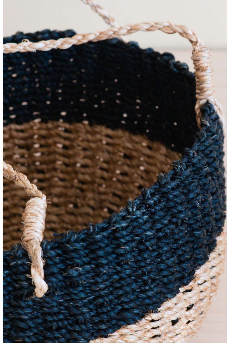 Round Hanging Basket, Alternate, color, Natural + Black