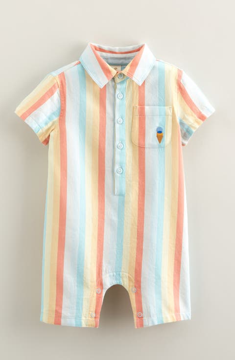Embroidered Cotton Polo Romper (Baby)