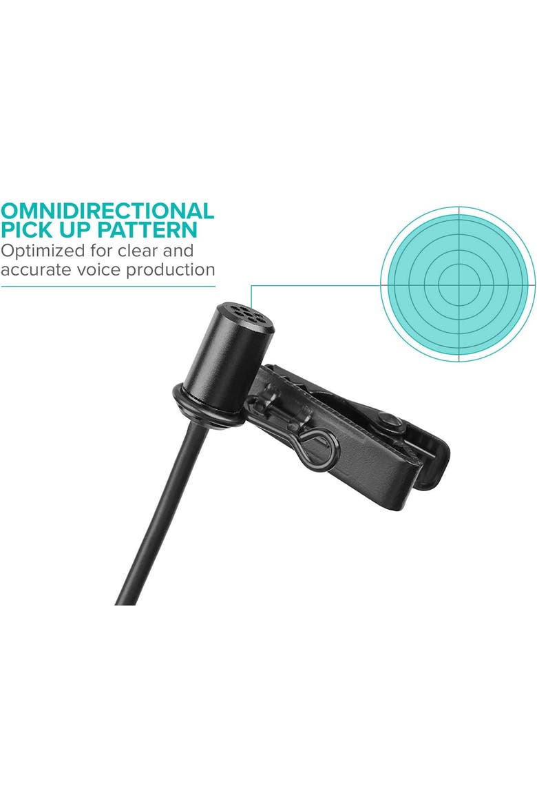 LV1-UC USB-C Lavalier Microphone for iPhone, iPad, Android, and USB Type-C Devices with 20-Foot Cable and Carrying Case, Alternate, color, Black